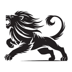 Striking attacking lion silhouette for bold artistic needs - Attacking lion illustration - minimallest attacking lion vector

