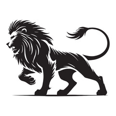 Minimalistic attacking lion silhouette for versatile uses - Attacking lion illustration - minimallest attacking lion vector

