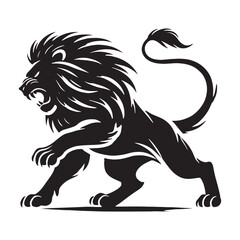 Majestic attacking lion silhouette for modern digital purposes - Attacking lion illustration - minimallest attacking lion vector
