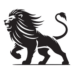 Iconic attacking lion silhouette for digital and print media - Attacking lion illustration - minimallest attacking lion vector
