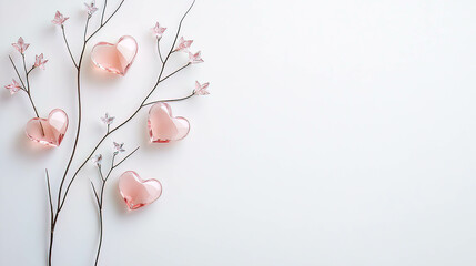 Fototapeta premium Crystal Pink Valentine conveys delicate sentiments of intimacy affection and softness. Whimsical Pink Crystal Hearts for Elegant Home Decor