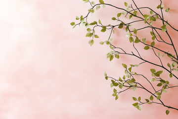 Fototapeta premium Glossy green leaves arranged in an organic pattern on a rich background with free space 