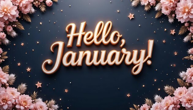 3D realistic text Hello, January