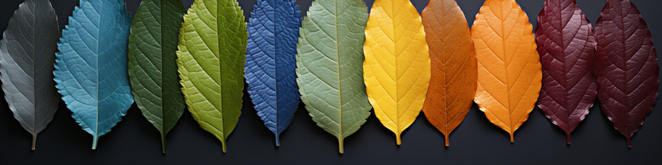 Fototapeta premium Row of leaves with different colors