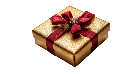 Fototapeta premium Elegant beige gift box tied with a luxurious red ribbon, perfect for festive gifting