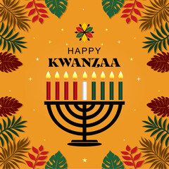 Elegant Happy Kwanzaa holiday background. African American cultural festival. . Best for banners, cards, and social media posts.