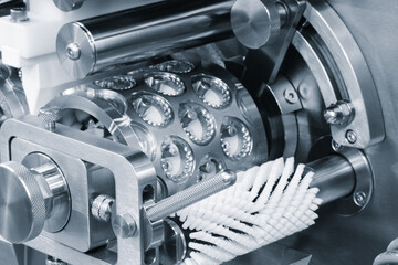 Industrial dumplings and ravioli making machine Close-up