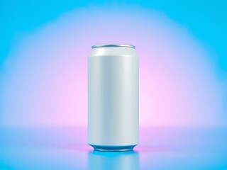 Sparkling White Soda Can on Blue Background - Vibrant AI Photo