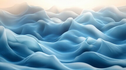 Obraz premium A serene, abstract representation of waves, showcasing soft blue gradients and gentle curves that evoke peace and tranquility in natural surroundings.