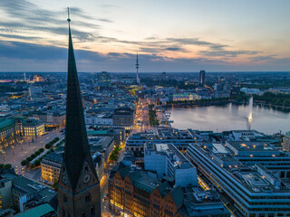 The City of Hamburg with House of Government and the Lake Alster