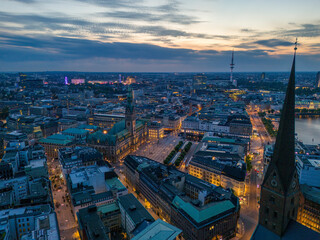 The City of Hamburg with House of Government and the Lake Alster