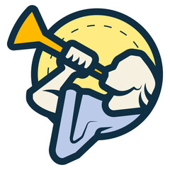 mormon symbol with angel moroni blowing trumpet icon