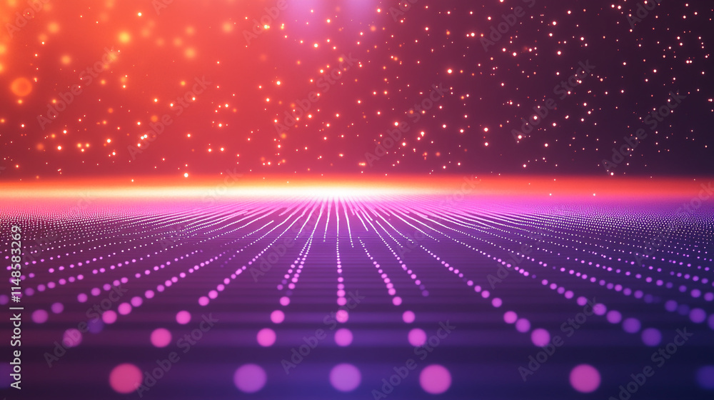 Poster colorful abstract pattern of dots creating a mesmerizing digital landscape.