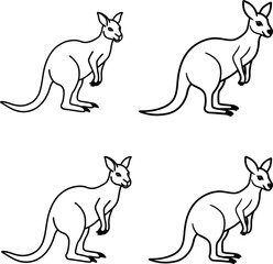 Bundle kangaroo line art and illustrator 
