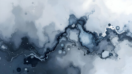 Abstract Fluid Art: Swirling Shades of Blue and White Ink Wash Texture
