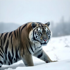 white bengal tiger in snow