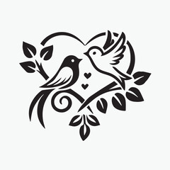 Love Bird cute sillhoute vector valentine design