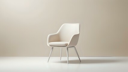 Obraz premium White chair set against a beige wall background. Elegant and modern furniture arrangement
