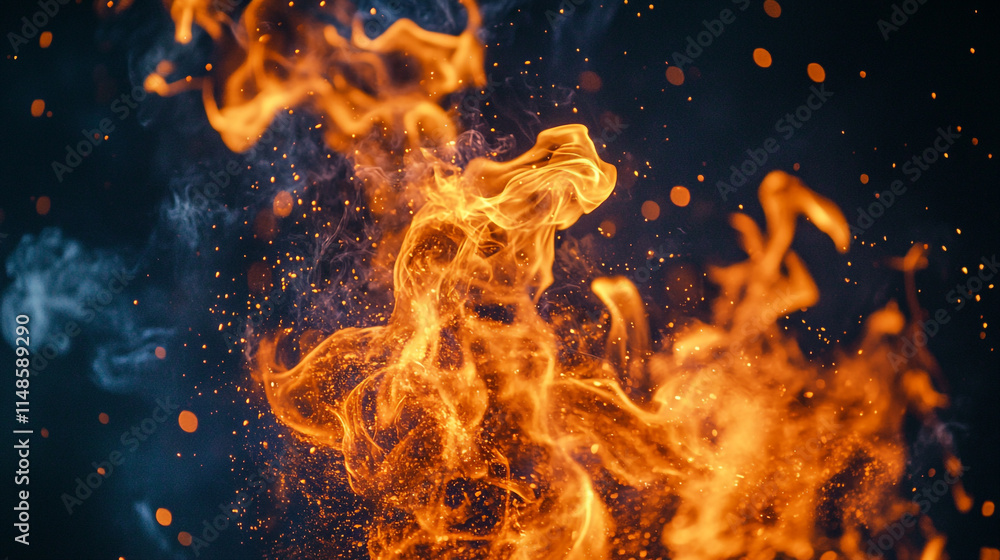 Poster dynamic flames dance in the darkness creating a captivating display of heat.