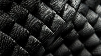 Fototapeta premium Abstract Black Woven Texture Close-Up Macro Photography of Intertwined Fibers
