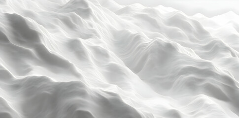 Obraz premium A smooth, abstract representation of white, undulating mountain-like forms.