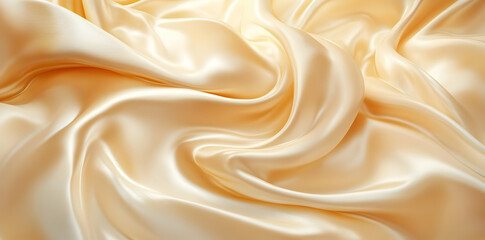 Obraz premium A close-up view of smooth, luxurious cream-colored satin fabric, showcasing its texture and sheen.