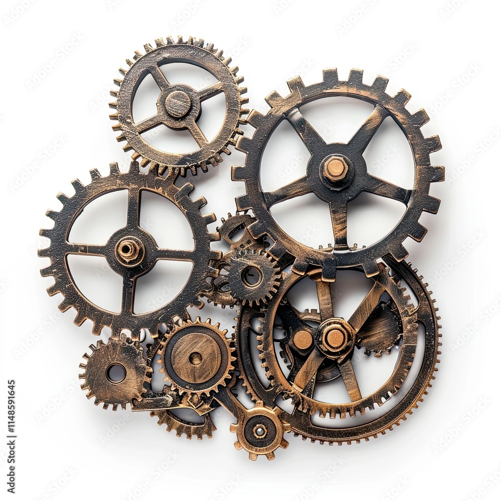 Aufkleber a collection of interlocking gears showcasing mechanical design and engineering. isolated on white b