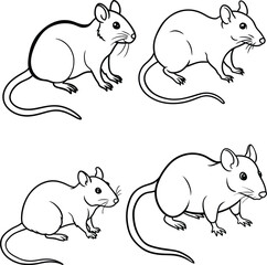 Rat bundle line art and illustrator eps