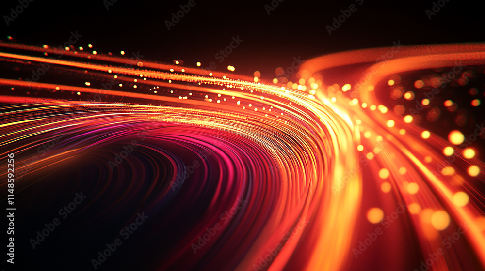 Aufkleber colorful light trails create vibrant patterns on a dark background.