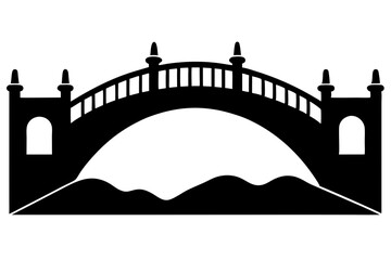 Obraz premium A bridge over a river silhouette illustration