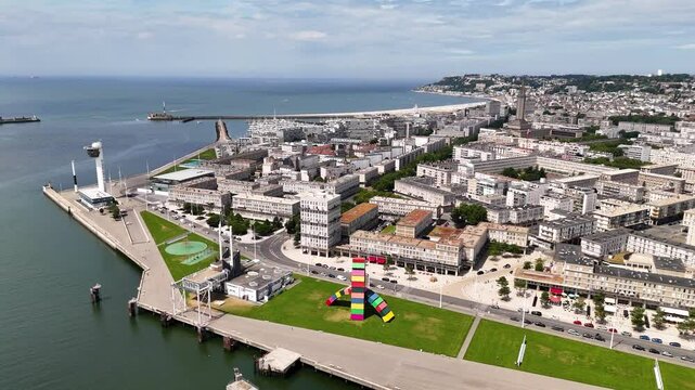Bird's-eye view of Le Havre, city in Normandy, France