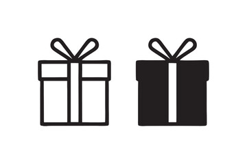 Gift box icon silhouette vector in Trendy Flat style. Gift boxes with ribbon icons illustration. Gift box flat line isolated design on a white background.