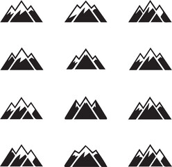 illustration of a set of symbols of mountain