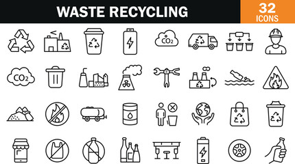 "Eco-Friendly Waste Recycling Icon Representing Sustainability, Reuse, and