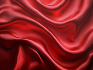 Obraz premium Close-Up of Red Silky Fabric with Intricate Folds.