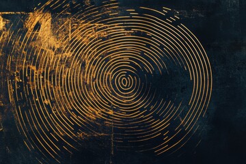 Digital fingerprint graphic with circular patterns on dark background featuring ample copy space for text placement. Generative AI