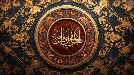 Ornate Golden Frame Encircles Arabic Calligraphy