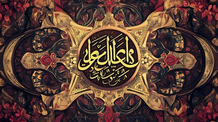 Naklejka premium Ornate Calligraphy Art Featuring Intricate Design