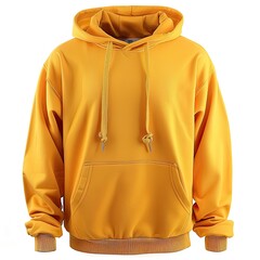 A vibrant yellow hoodie, designed for casual wear and comfort. isolated on white background