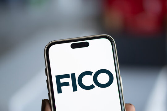 Dhaka, Bangladesh- 21 Dec 2024: FICO logo is displayed on smartphone.  FICO is an American data analytics company.