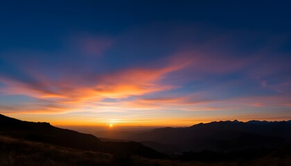 Fototapeta premium Majestic Sunrise Over Serene Mountain Range