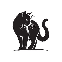 Elegant Black Cat Silhouette for Design Purposes