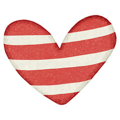 Red and white striped heart. Hand drawn illustration.