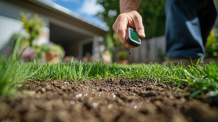 Measuring moisture levels in garden soil to ensure healthy plant growth