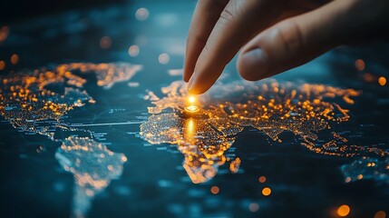 Fototapeta premium Exploring global connectivity map visualization digital environment