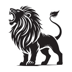 Majestic roaring lion silhouette for versatile projects - Roaring lion vector
