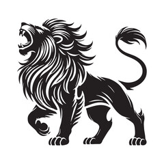 Captivating roaring lion silhouette for creative applications - Roaring lion vector
