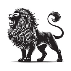 Simplified roaring lion silhouette for modern artistic uses - Roaring lion illustration - minimallest roaring lion vector
