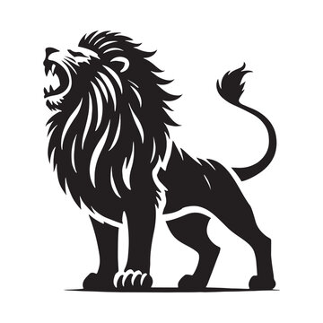 recommend clip art: Artistic roaring lion silhouette for print and digital projects - Roaring lion illustration - minimallest roaring lion vector
                    