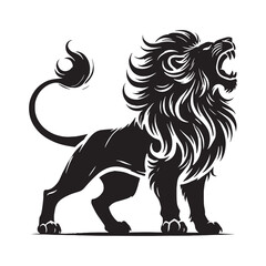 Stylish roaring lion silhouette for creative design needs - Roaring lion illustration - minimallest roaring lion vector
